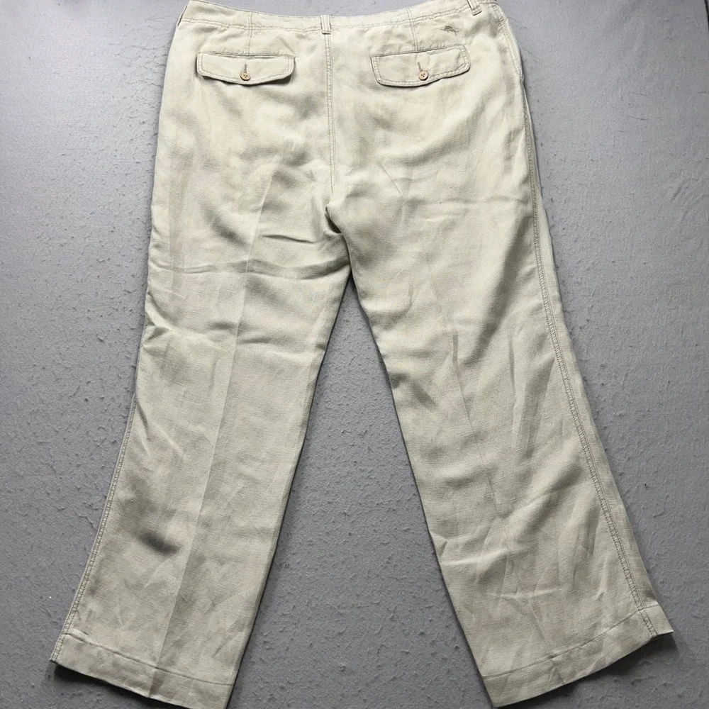 Tommy Bahama Mens 40x32 Linen Tencel Blend Pants Beige Khaki Relaxed Casual 2121